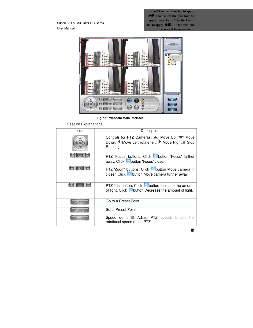 Q-See QSDT8PCRC manual Feature Explanations Icon 