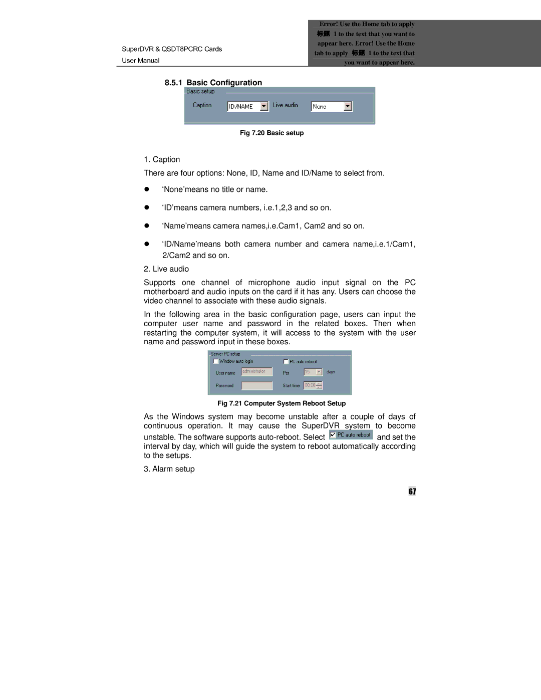 Q-See QSDT8PCRC manual Basic Configuration, Caption 