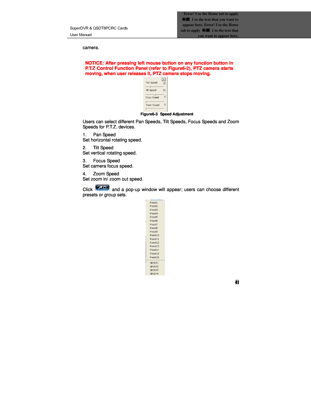 Q-See manual User Manual, SuperDVR & QSDT8PCRC Cards, camera 