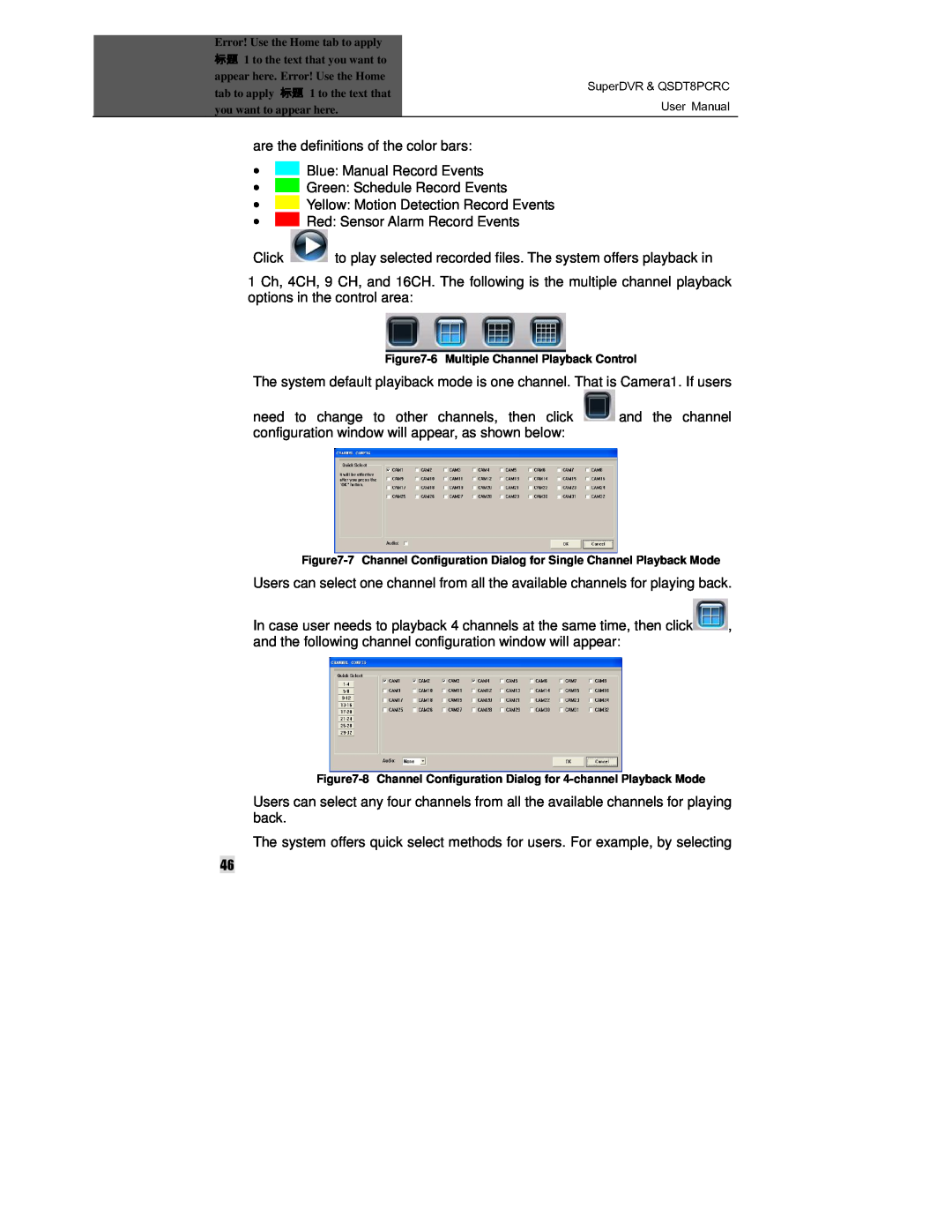 Q-See QSDT8PCRC manual User Manual, are the definitions of the color bars 