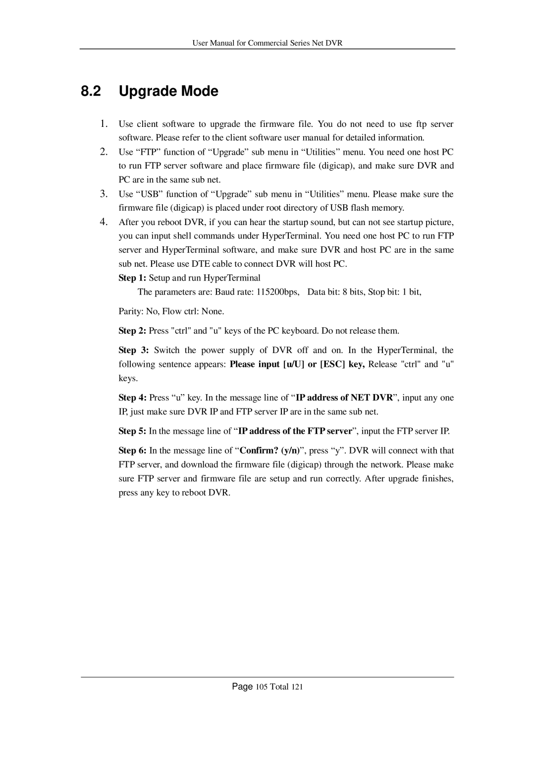 Q-See QSF2648016, QSF2648008, QSC26416, QSD42208, QSC26408 user manual Upgrade Mode 