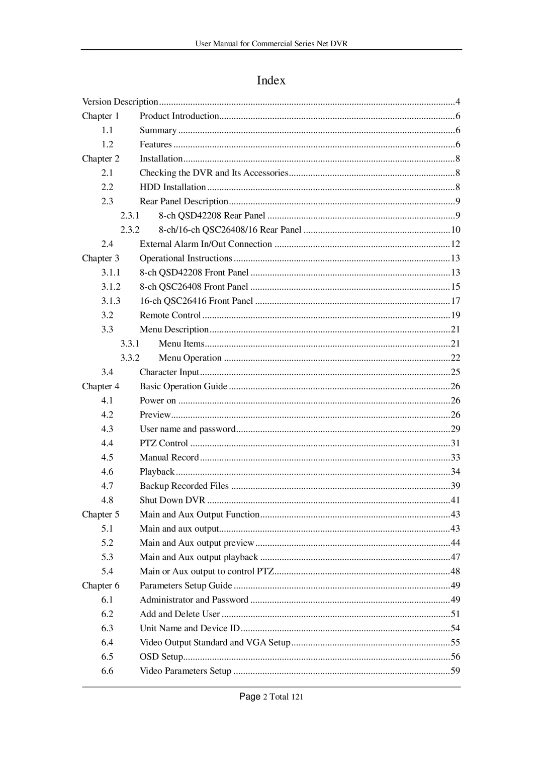 Q-See QSC26416, QSF2648016, QSF2648008, QSD42208, QSC26408 user manual Index 