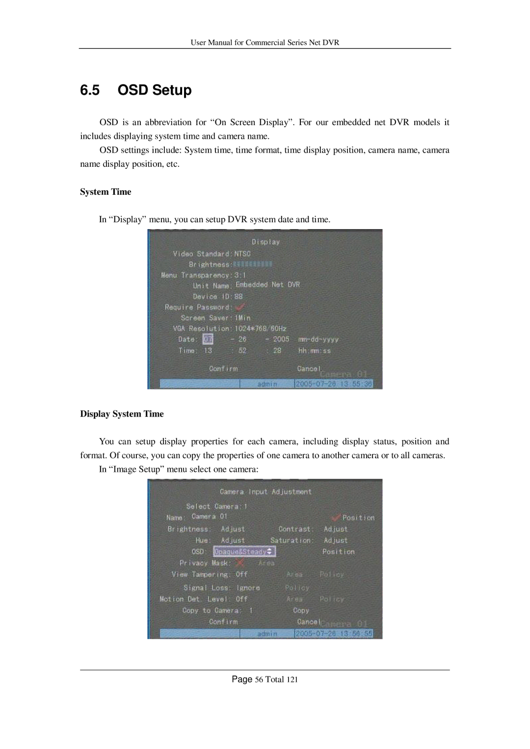 Q-See QSF2648008, QSF2648016, QSC26416, QSD42208, QSC26408 user manual OSD Setup, Display System Time 