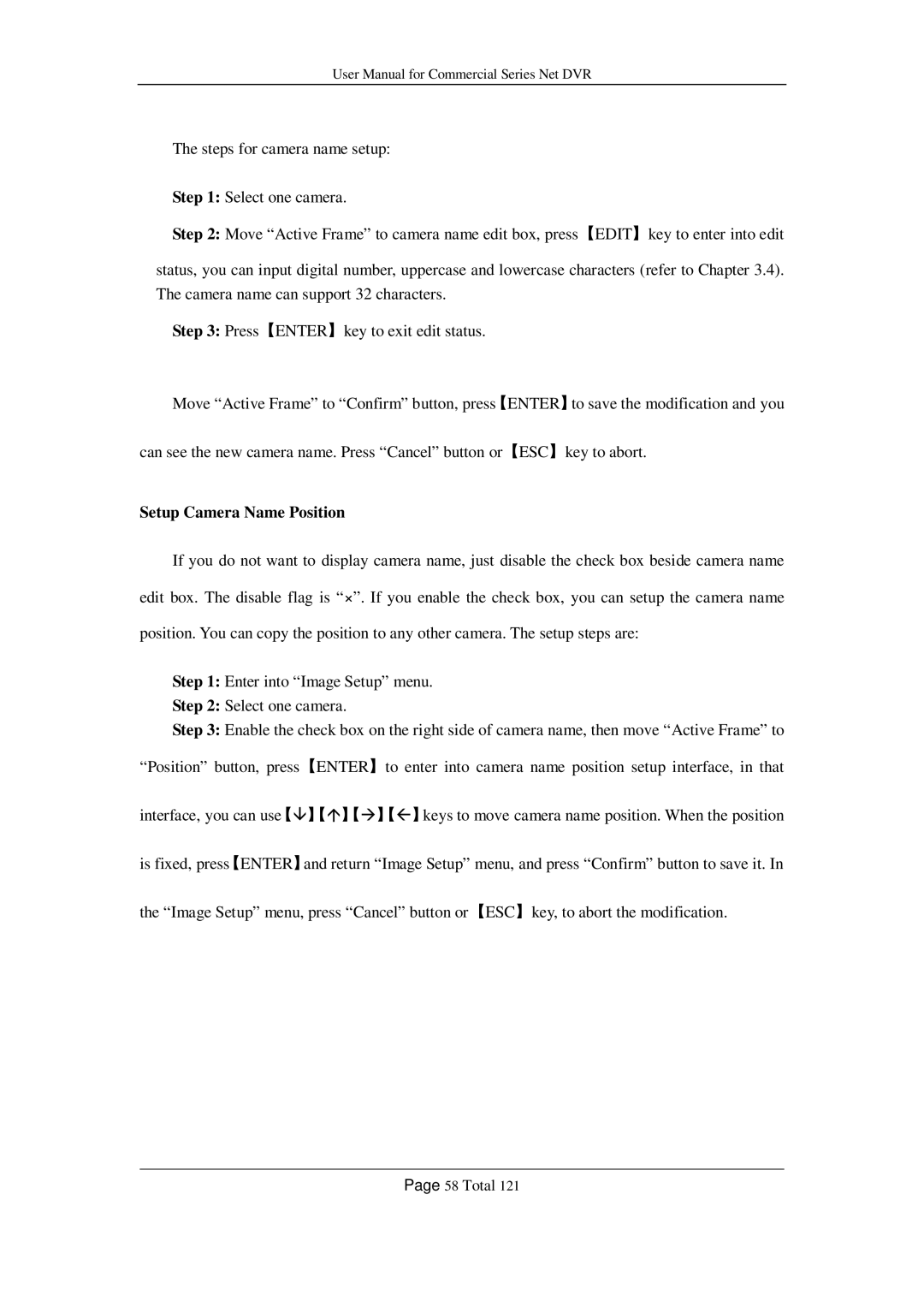 Q-See QSD42208, QSF2648016, QSF2648008, QSC26416, QSC26408 user manual Setup Camera Name Position 