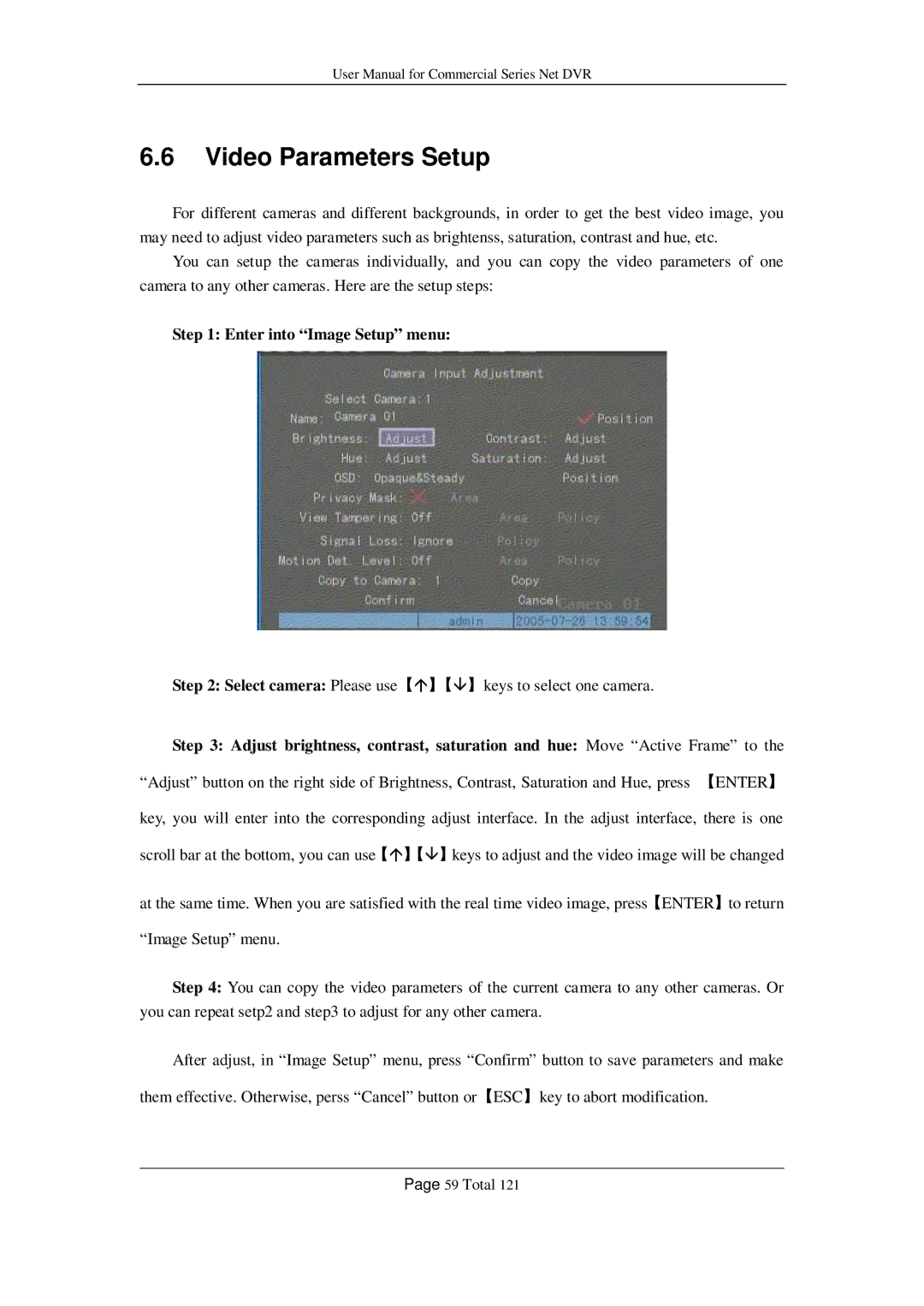 Q-See QSC26408, QSF2648016, QSF2648008, QSC26416, QSD42208 user manual Video Parameters Setup, Enter into Image Setup menu 