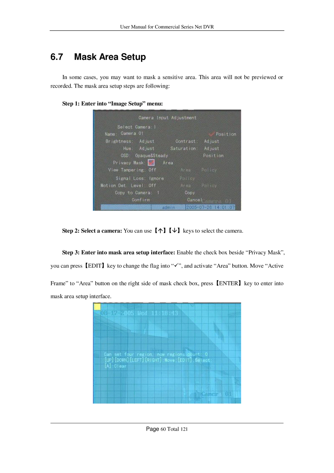 Q-See QSF2648016, QSF2648008, QSC26416, QSD42208, QSC26408 user manual Mask Area Setup 