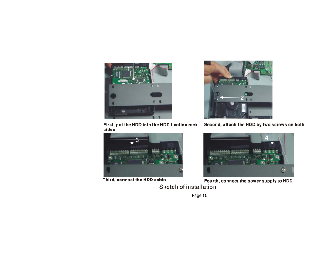 Q-See QSNDVR9M and QSNDVR16M user manual Sketch of installation, Third, connect the HDD cable, Page 