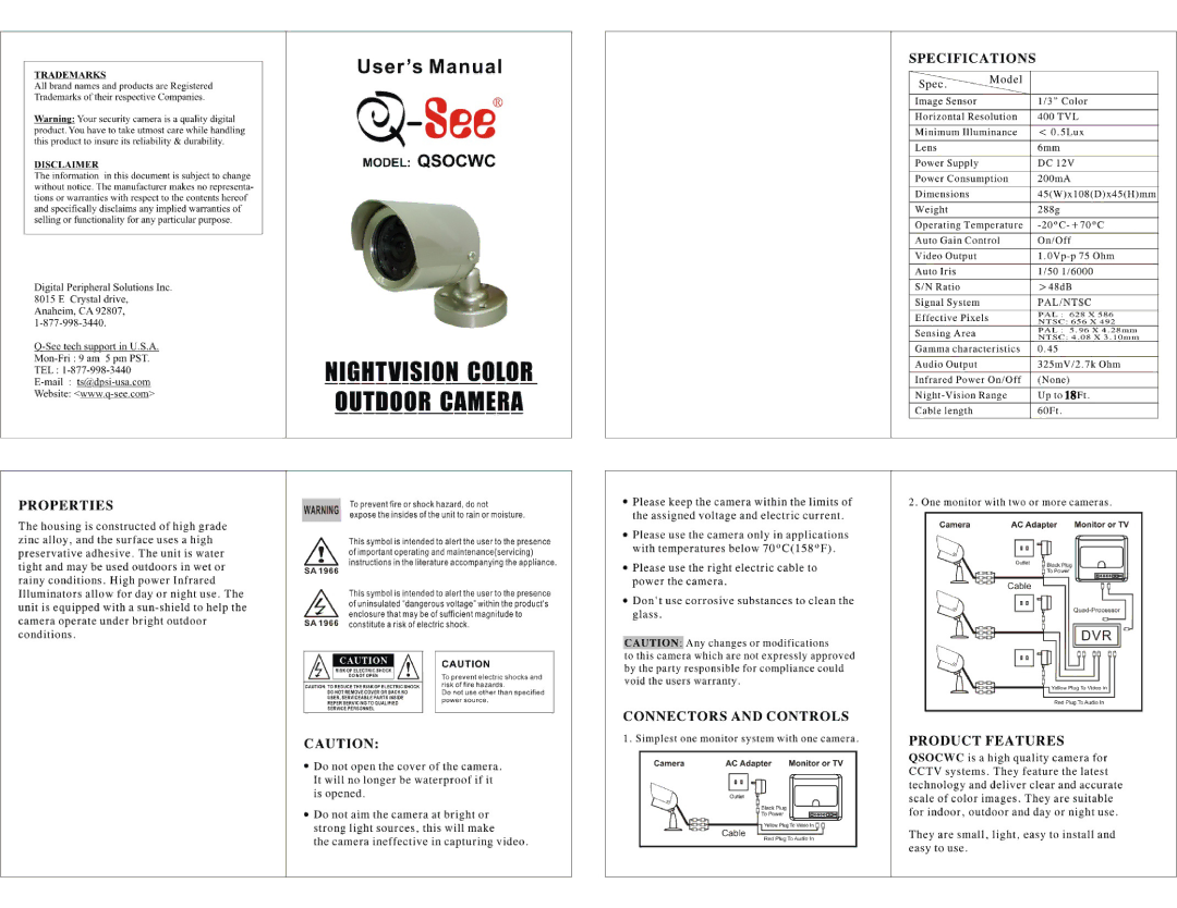 Q-See QSOCWC manual 