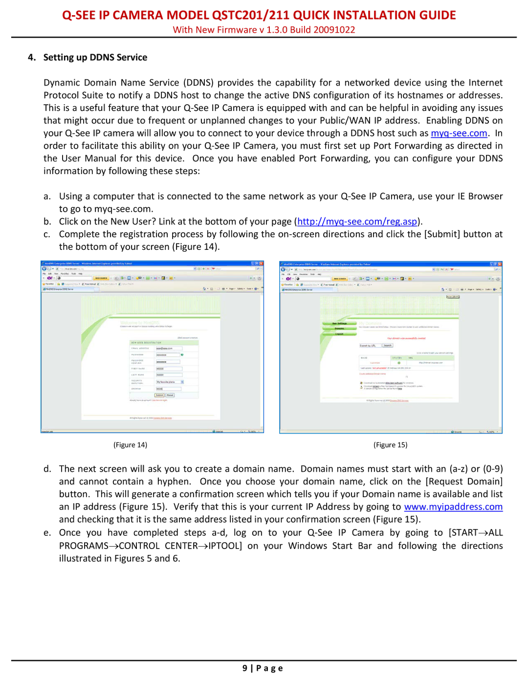 Q-See QSTC201, QSTC211 quick start Setting up Ddns Service 