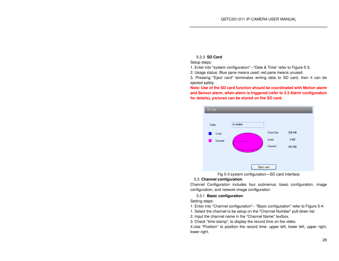 Q-See QSTC211, QSTC201 user manual SD Card, Channel configuration, Basic configuration Setting steps 