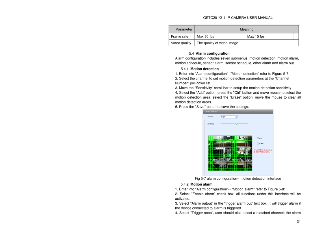 Q-See QSTC201, QSTC211 user manual Motion detection, Motion alarm 