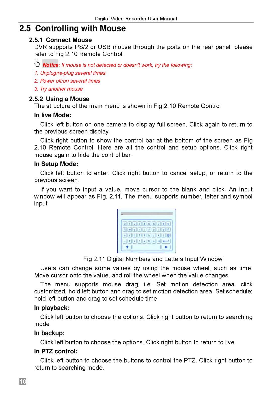 Q-See QSTD2404, QSTD2416, QSTD2408 user manual Controlling with Mouse 