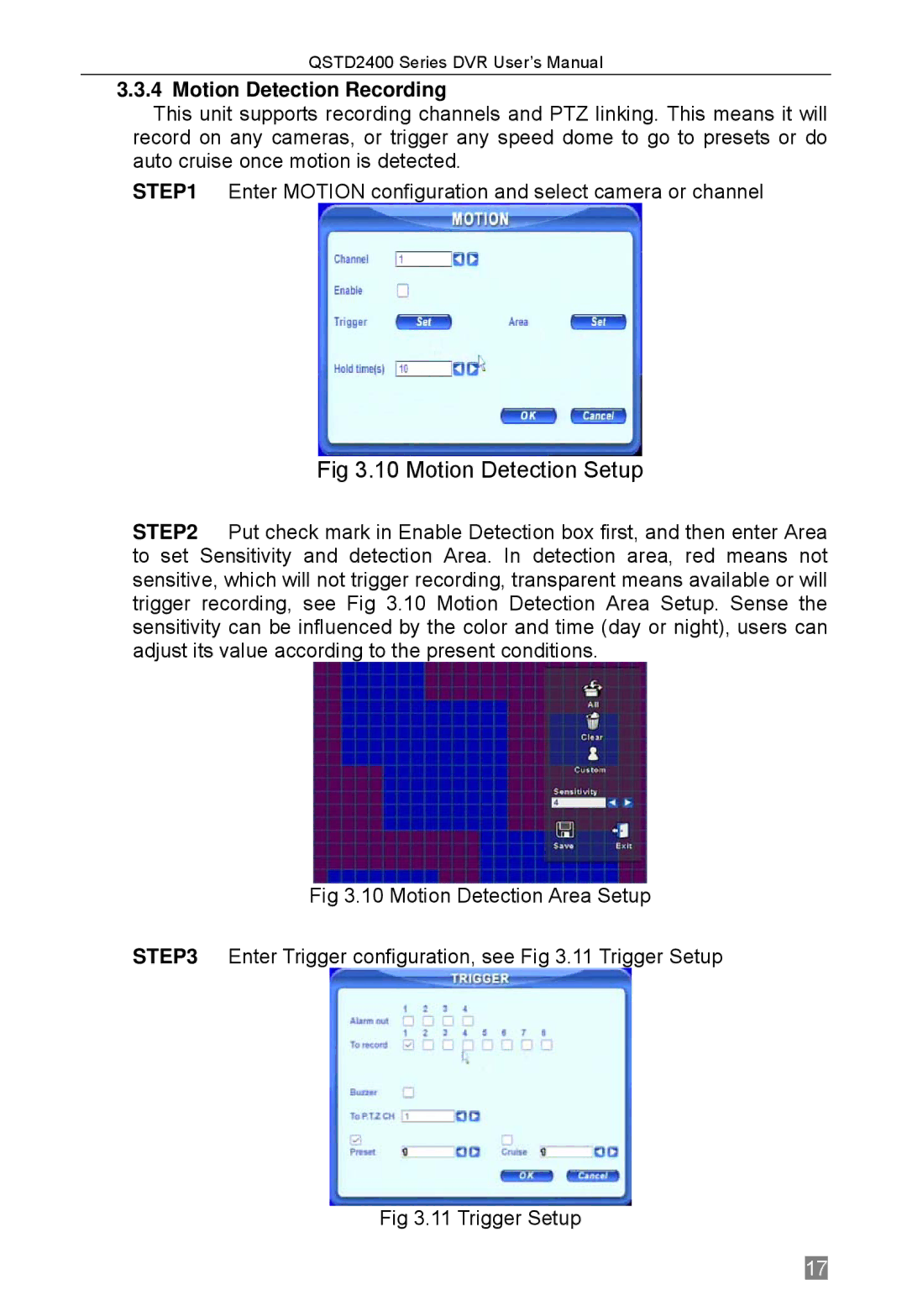 Q-See QSTD2416, QSTD2408, QSTD2404 user manual Motion Detection Setup, Motion Detection Recording 