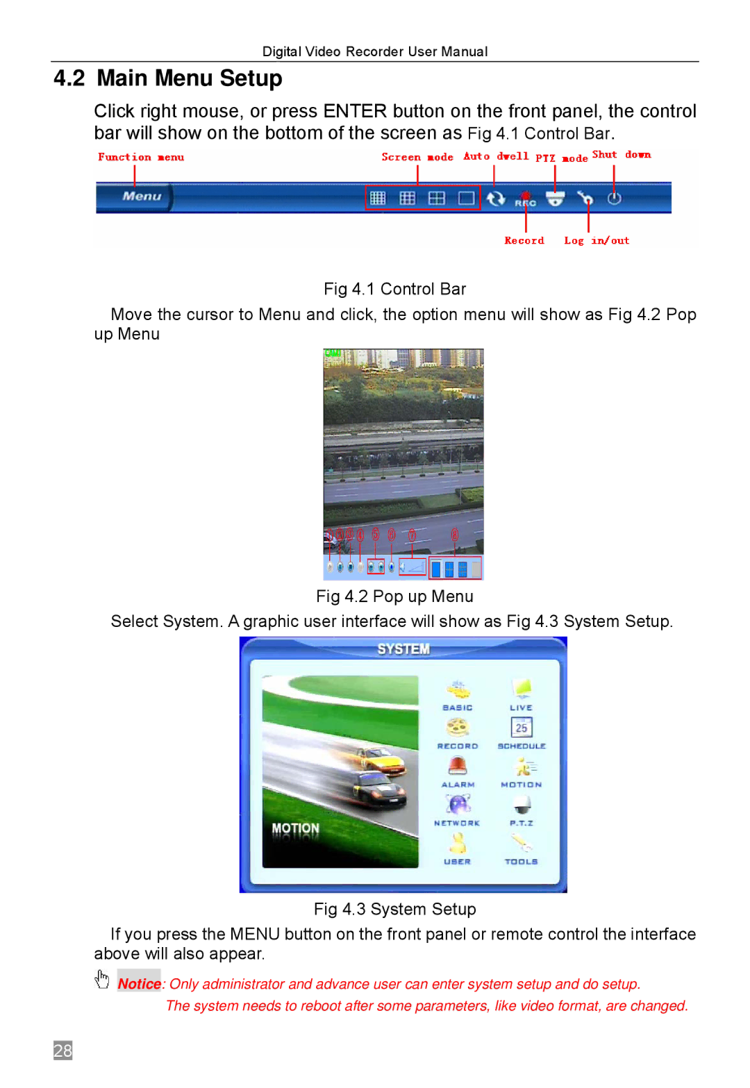 Q-See QSTD2404, QSTD2416, QSTD2408 user manual Main Menu Setup 