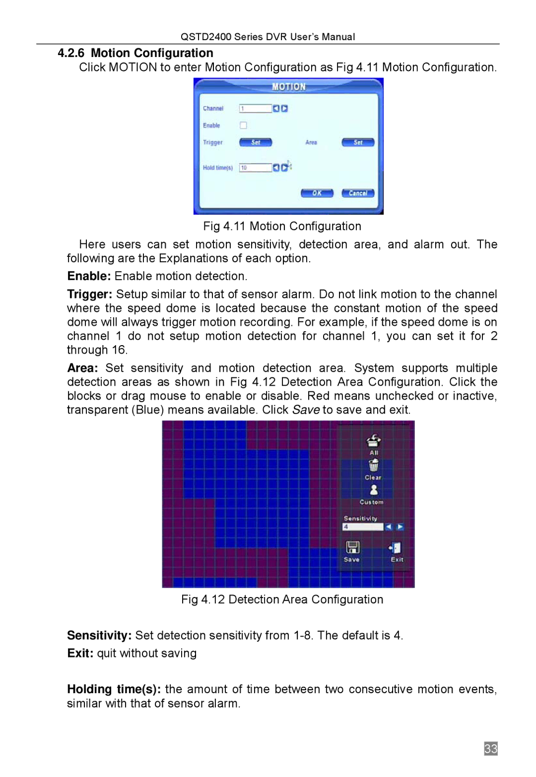 Q-See QSTD2408, QSTD2416, QSTD2404 user manual Motion Configuration 