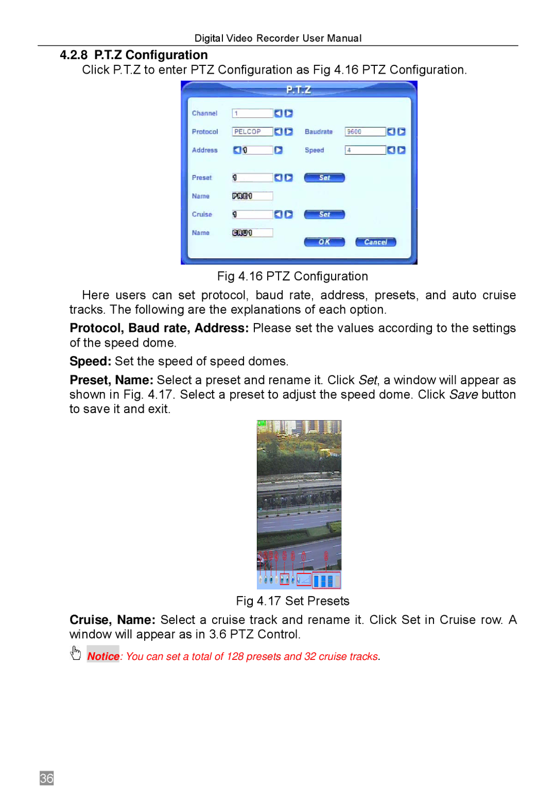 Q-See QSTD2408, QSTD2416, QSTD2404 user manual 8 P.T.Z Configuration 