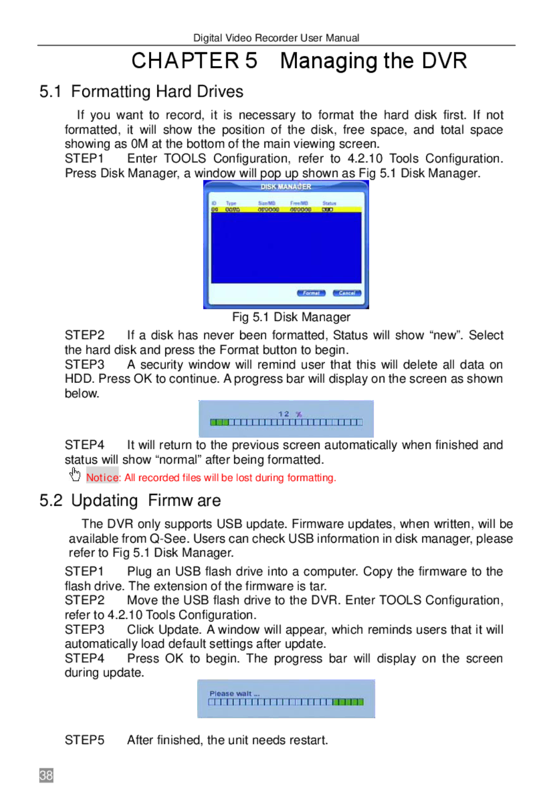 Q-See QSTD2416, QSTD2408, QSTD2404 user manual Formatting Hard Drives, Updating Firmware 