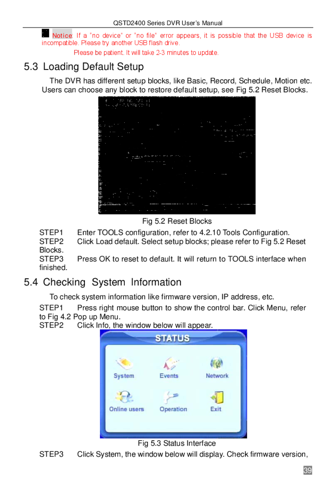 Q-See QSTD2408, QSTD2416, QSTD2404 user manual Loading Default Setup, Checking System Information 