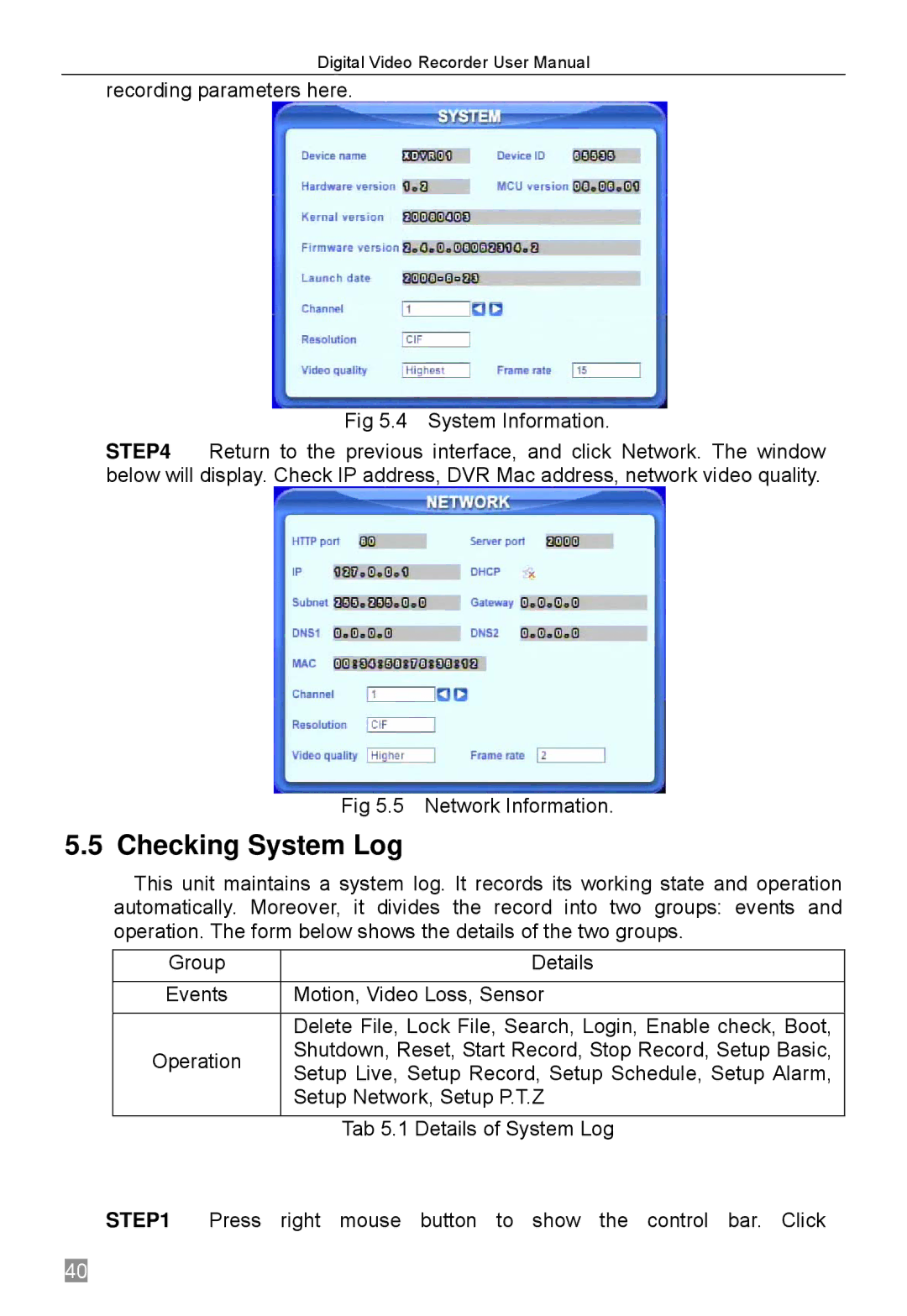 Q-See QSTD2404, QSTD2416, QSTD2408 user manual Checking System Log 