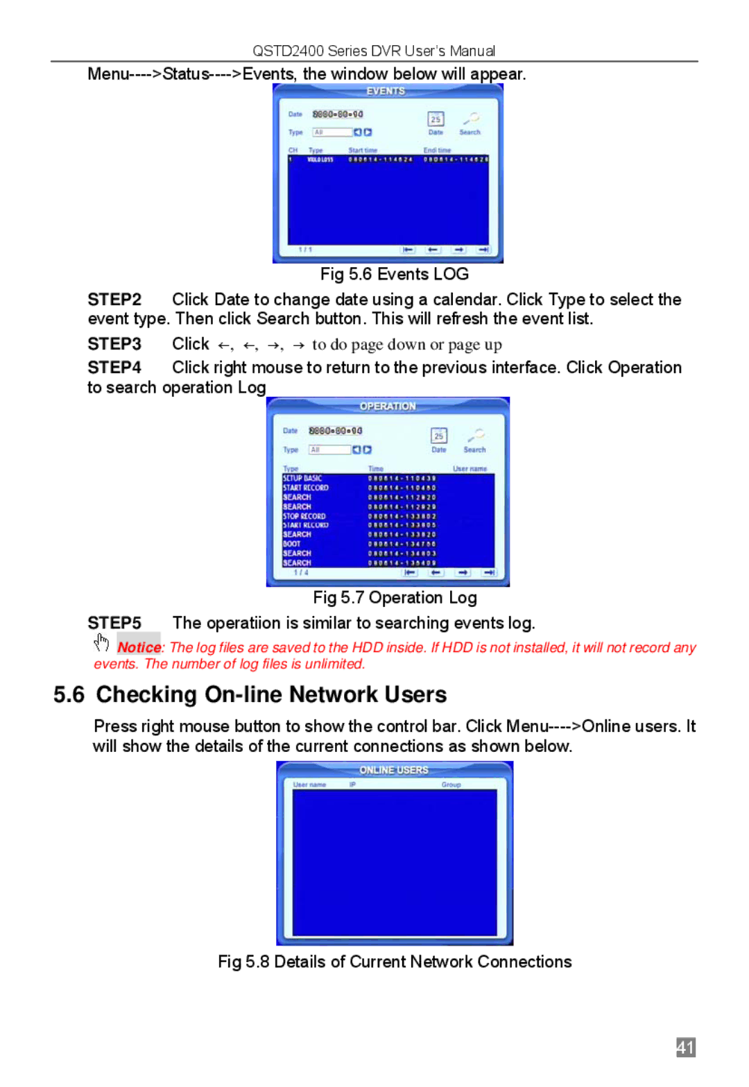 Q-See QSTD2416, QSTD2408, QSTD2404 user manual Checking On-line Network Users 