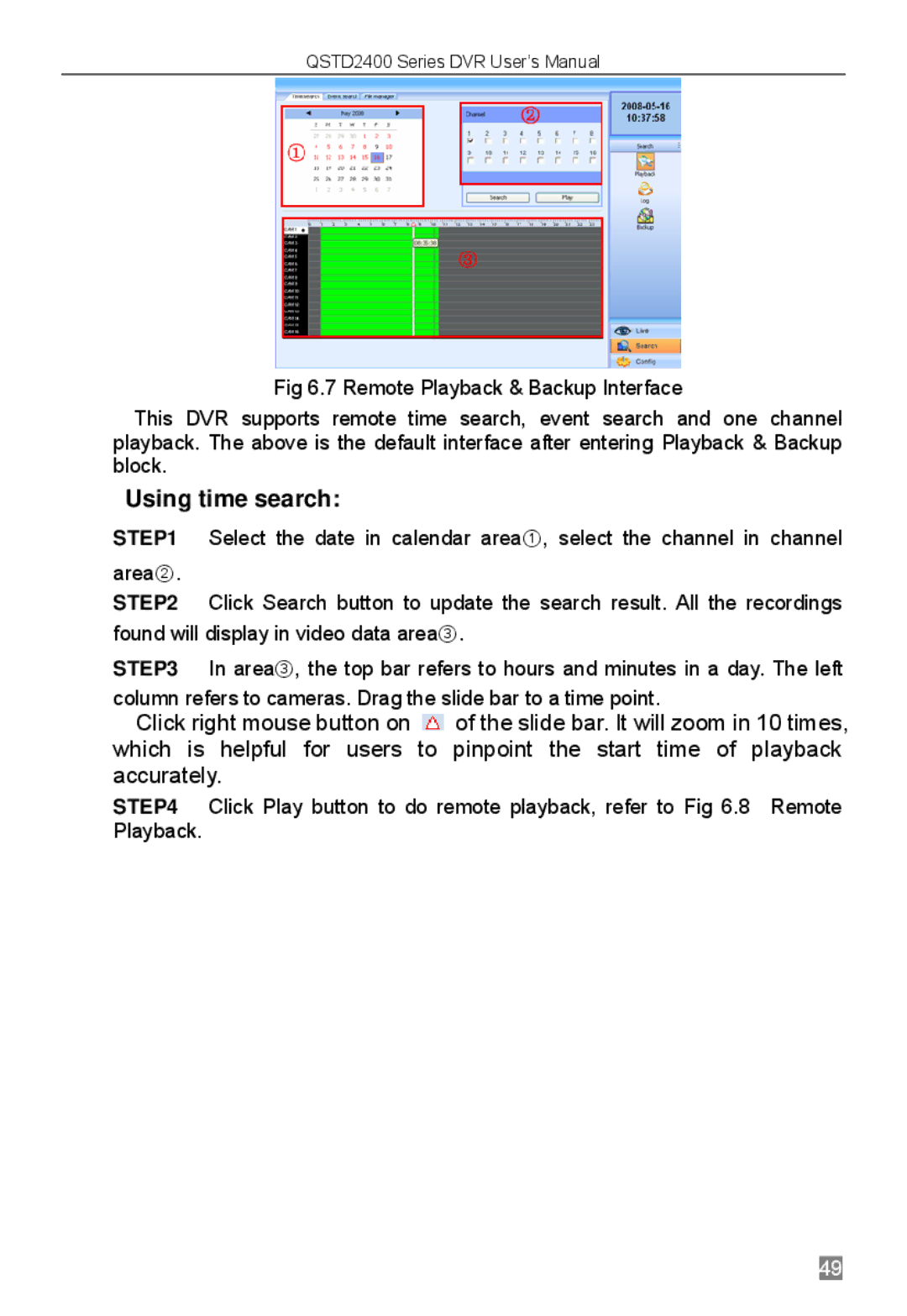 Q-See QSTD2404, QSTD2416, QSTD2408 user manual Using time search 