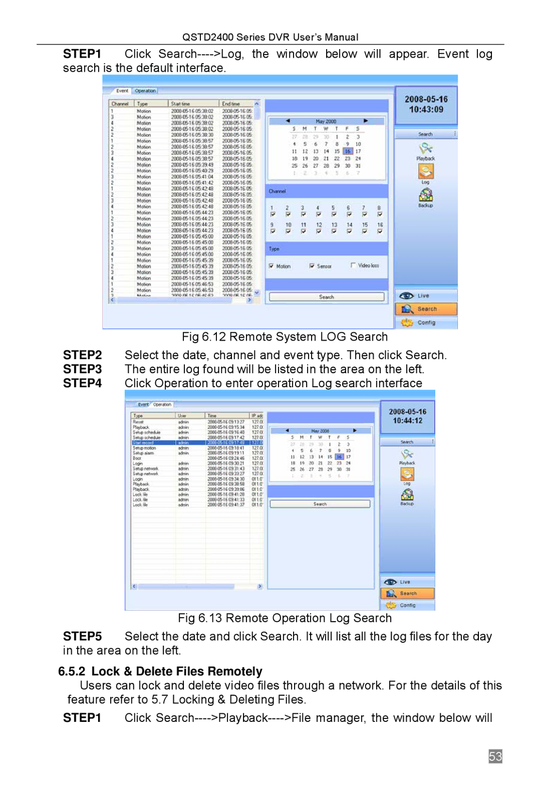 Q-See QSTD2416, QSTD2408, QSTD2404 user manual Lock & Delete Files Remotely 