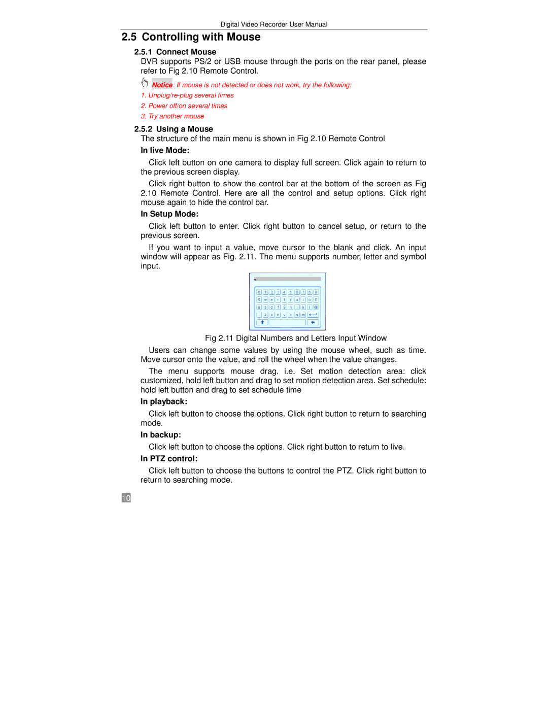 Q-See QSTD2404, QSTD2416, QSTD2408 user manual Controlling with Mouse 