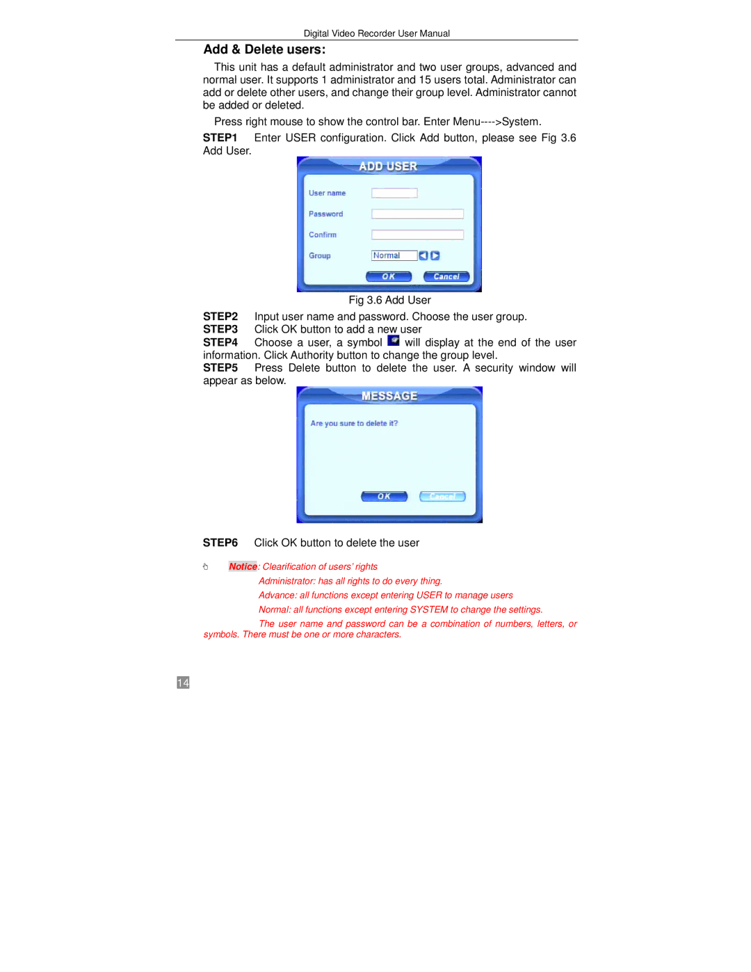 Q-See QSTD2416, QSTD2408, QSTD2404 user manual Add & Delete users 