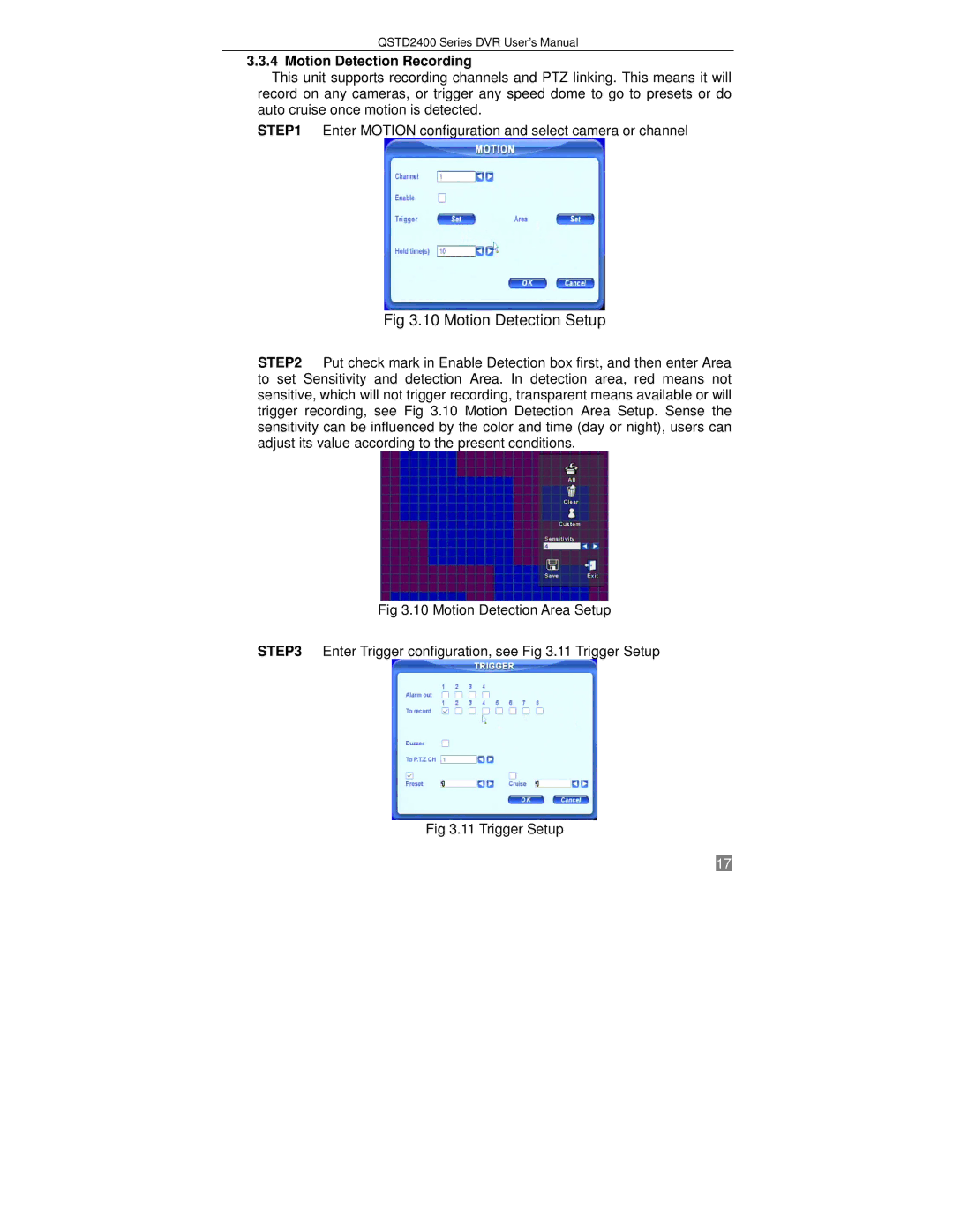 Q-See QSTD2416, QSTD2408, QSTD2404 user manual Motion Detection Setup, Motion Detection Recording 