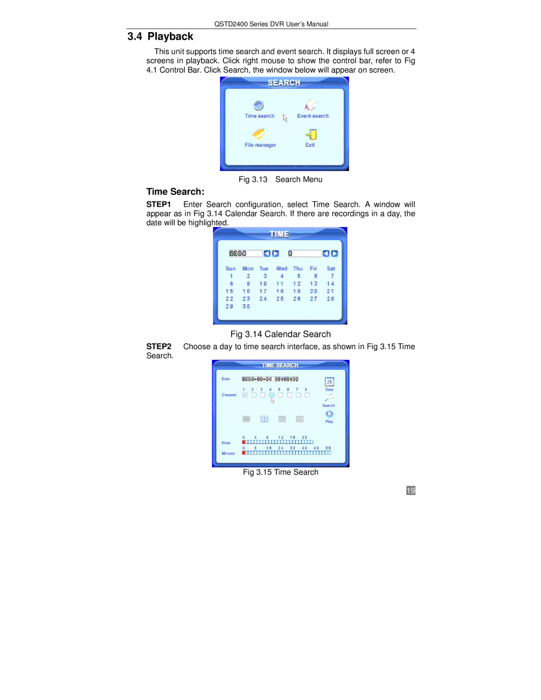 Q-See QSTD2404, QSTD2416, QSTD2408 user manual Playback, Time Search 