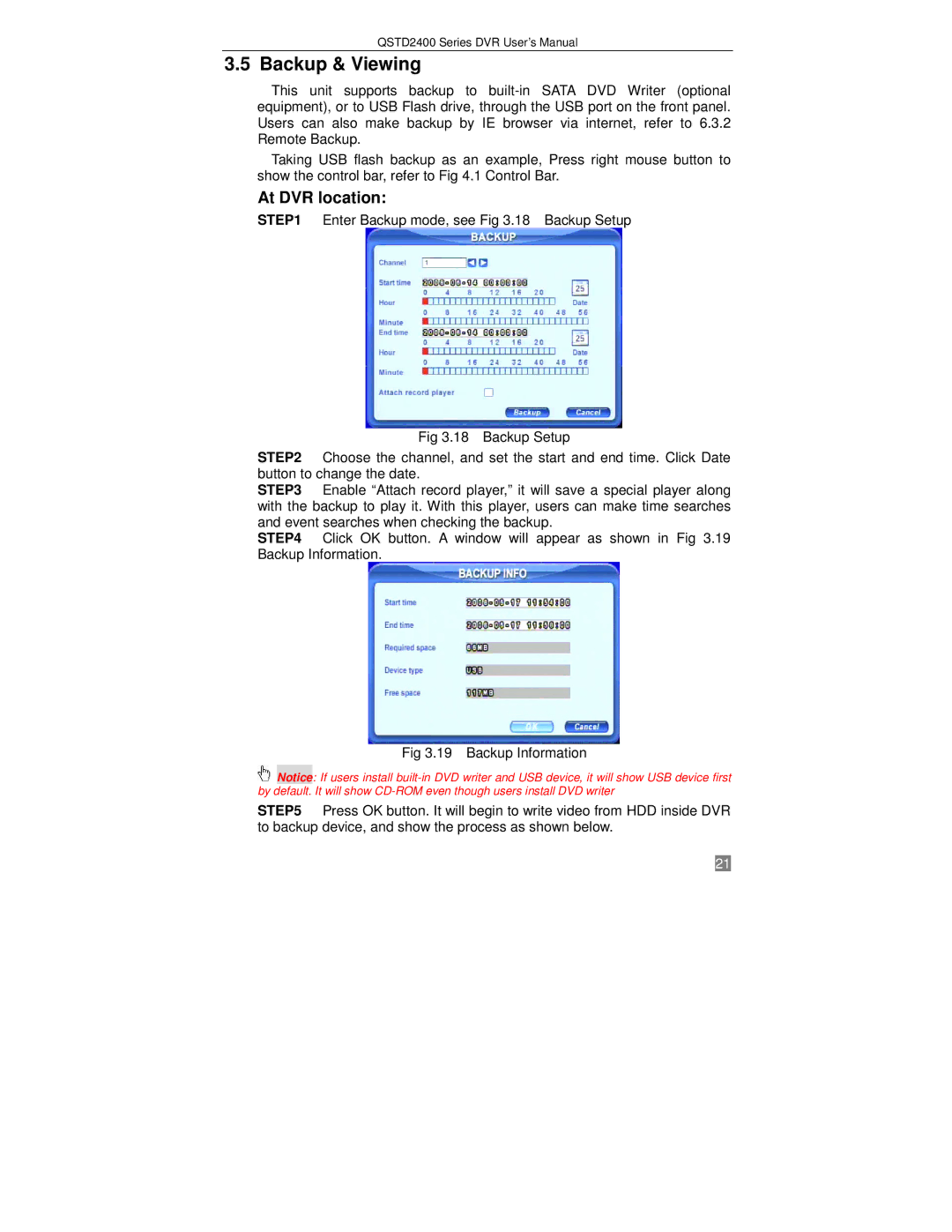 Q-See QSTD2408, QSTD2416, QSTD2404 user manual Backup & Viewing, At DVR location 