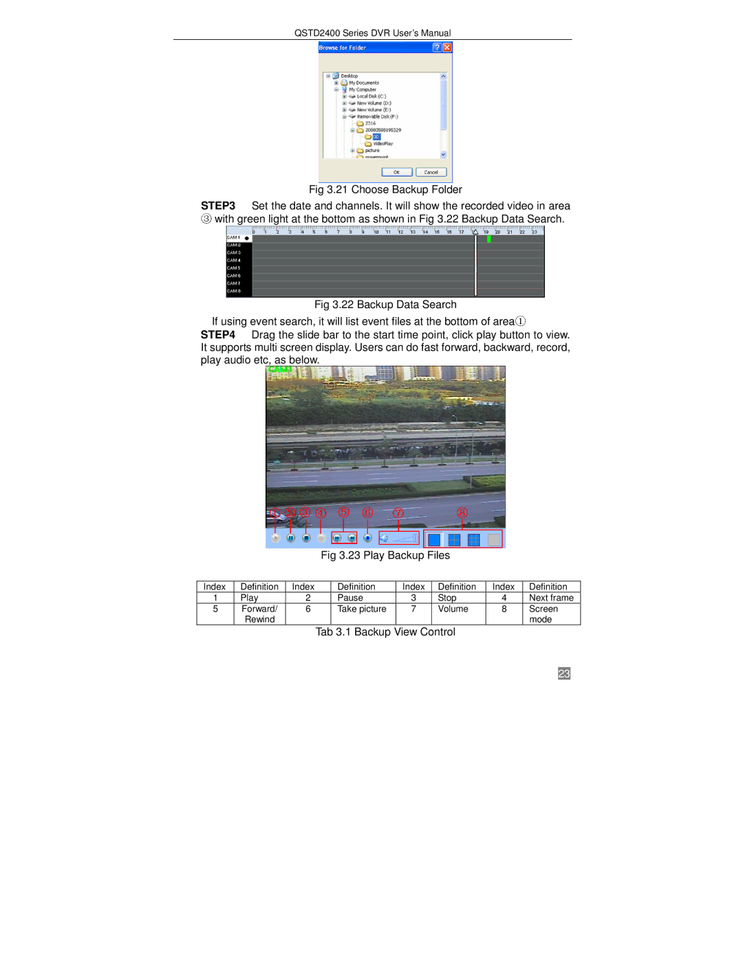 Q-See QSTD2416, QSTD2408, QSTD2404 user manual Play Backup Files 