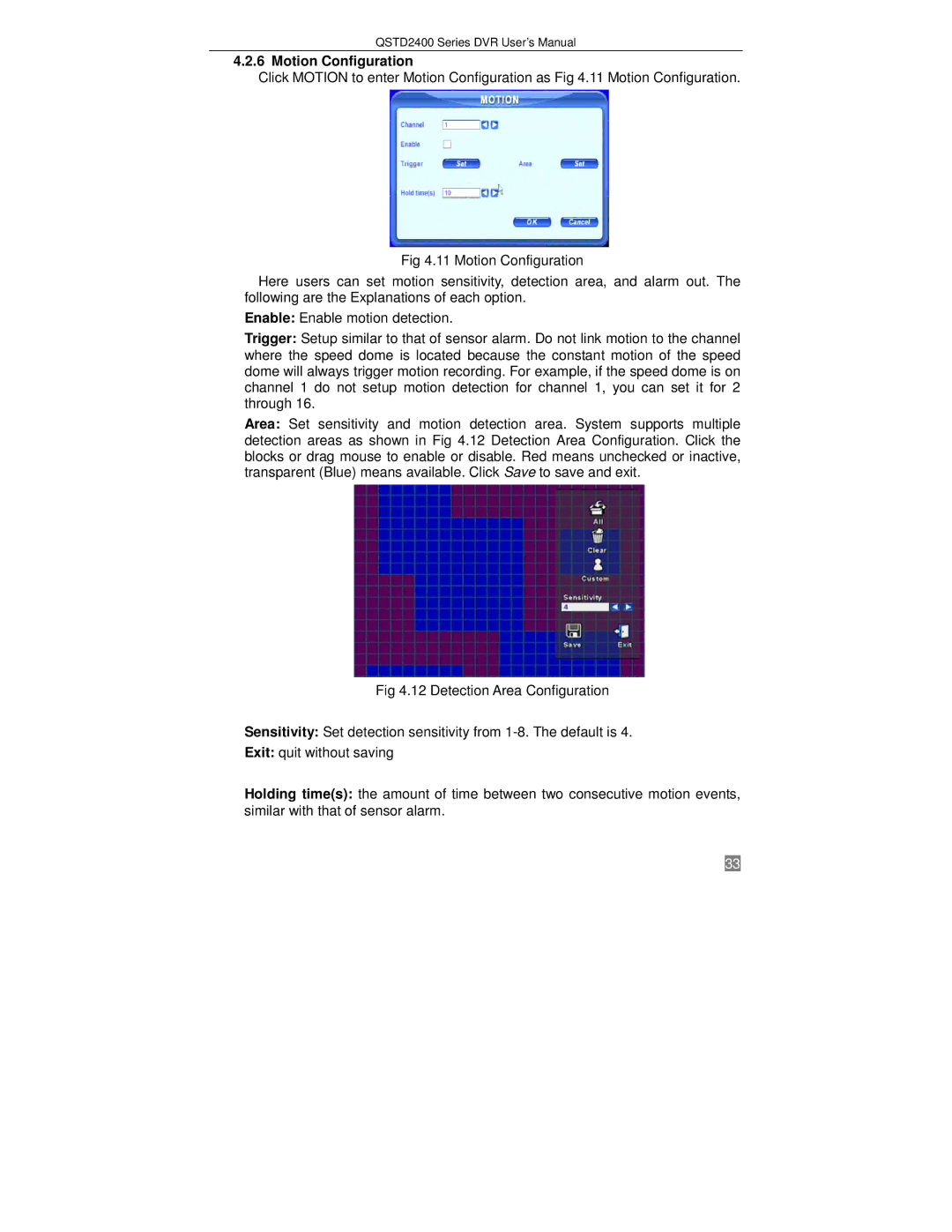 Q-See QSTD2408, QSTD2416, QSTD2404 user manual Motion Configuration 