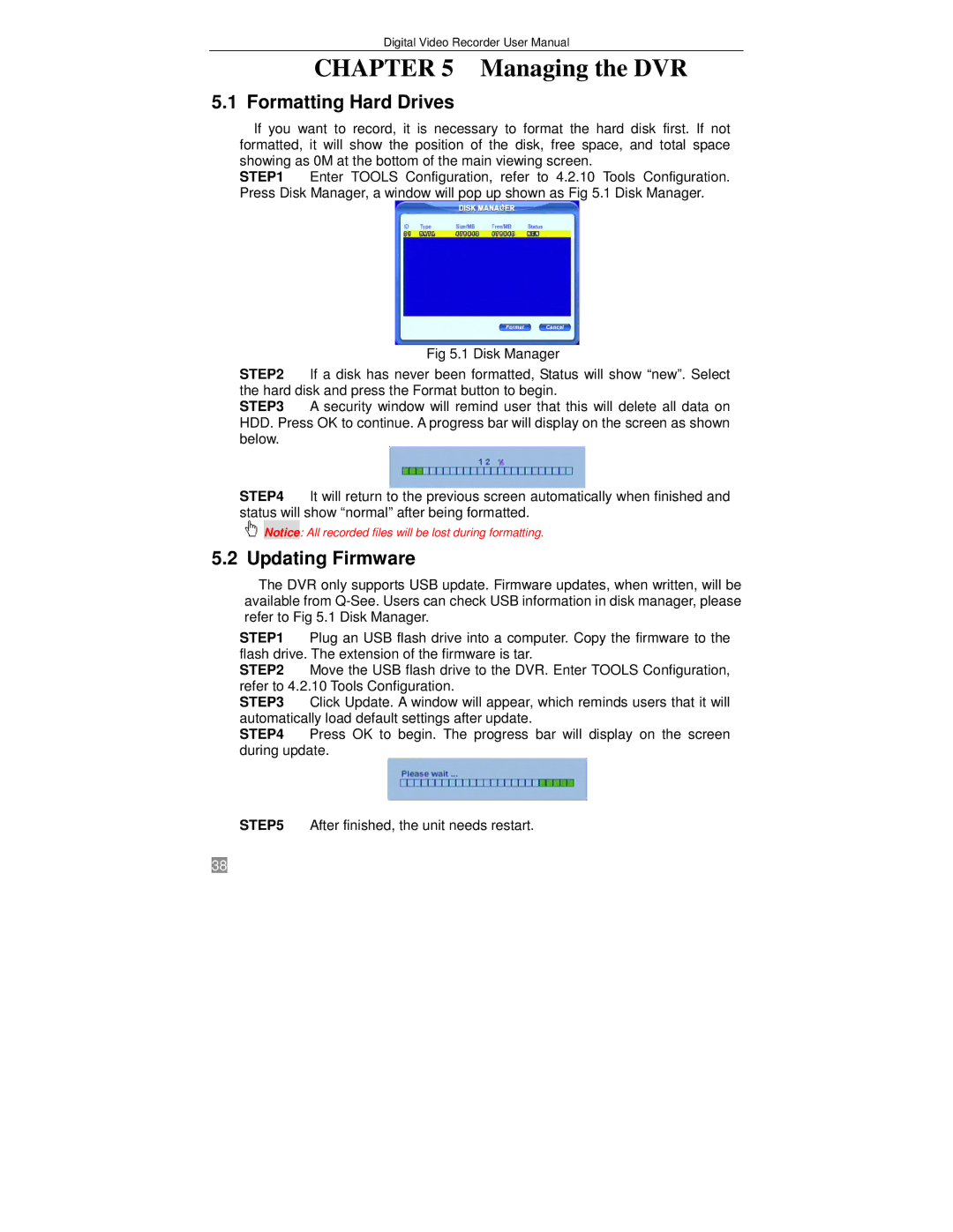 Q-See QSTD2416, QSTD2408, QSTD2404 user manual Formatting Hard Drives, Updating Firmware 