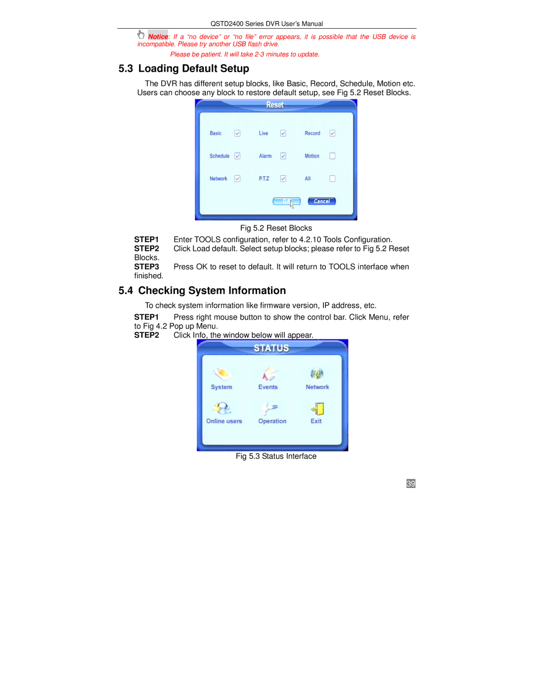 Q-See QSTD2408, QSTD2416, QSTD2404 user manual Loading Default Setup, Checking System Information 