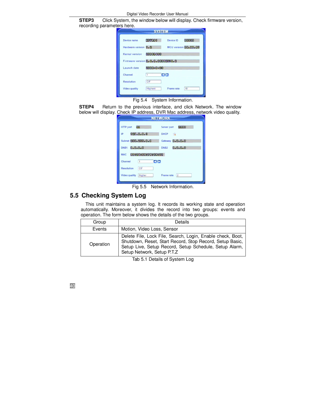 Q-See QSTD2404, QSTD2416, QSTD2408 user manual Checking System Log 