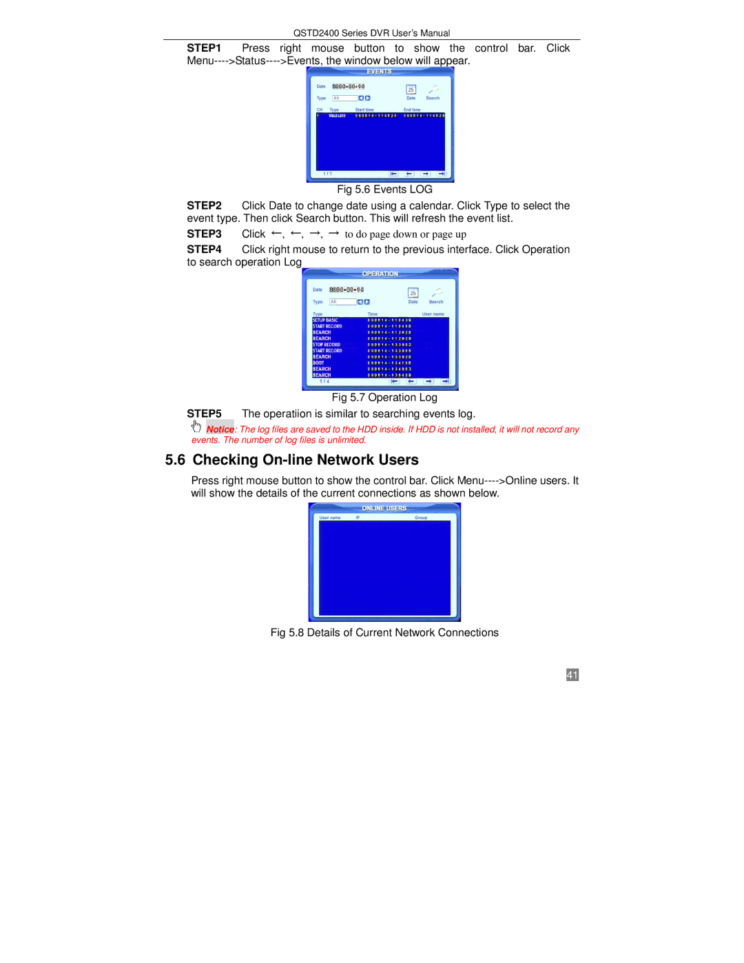 Q-See QSTD2416, QSTD2408, QSTD2404 user manual Checking On-line Network Users, Click 