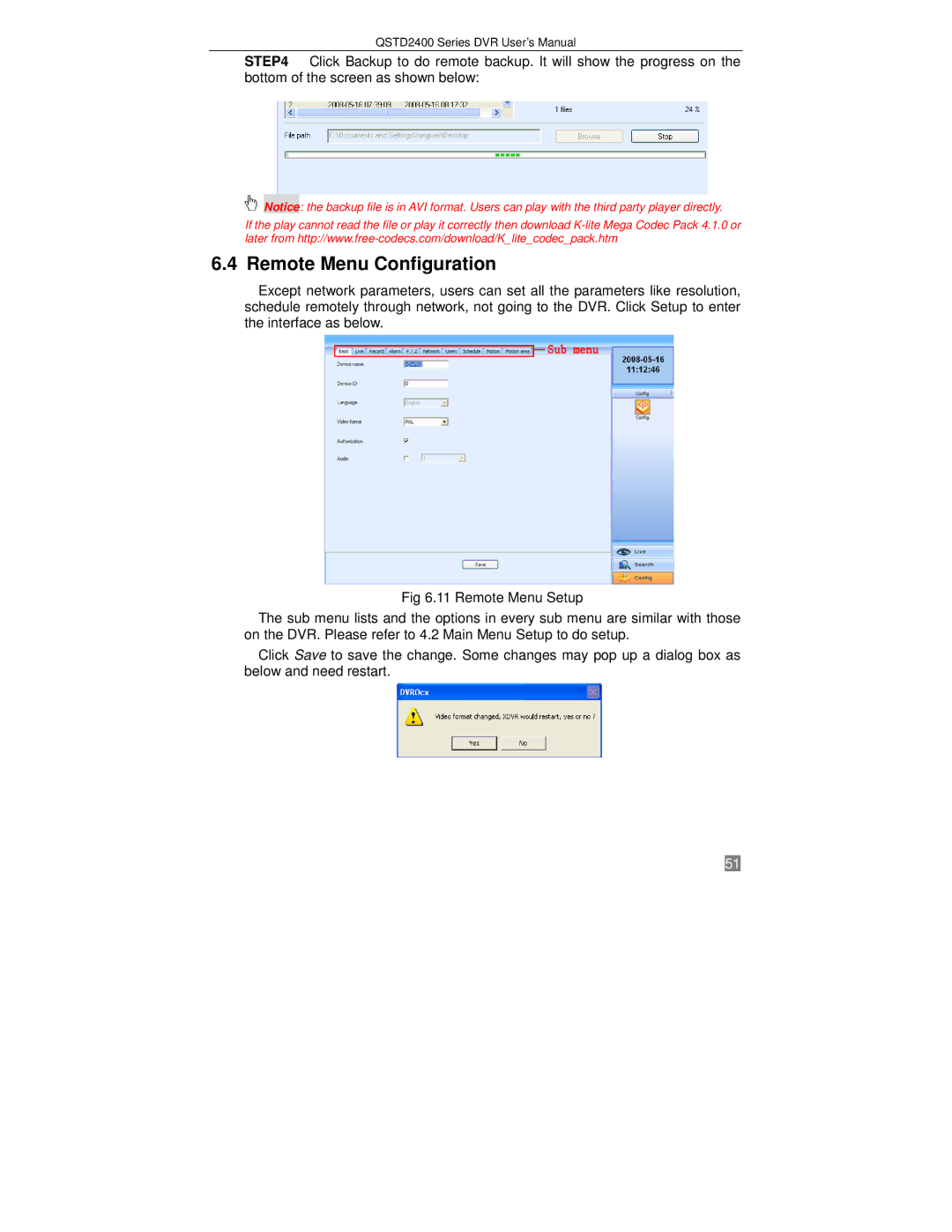 Q-See QSTD2408, QSTD2416, QSTD2404 user manual Remote Menu Configuration 