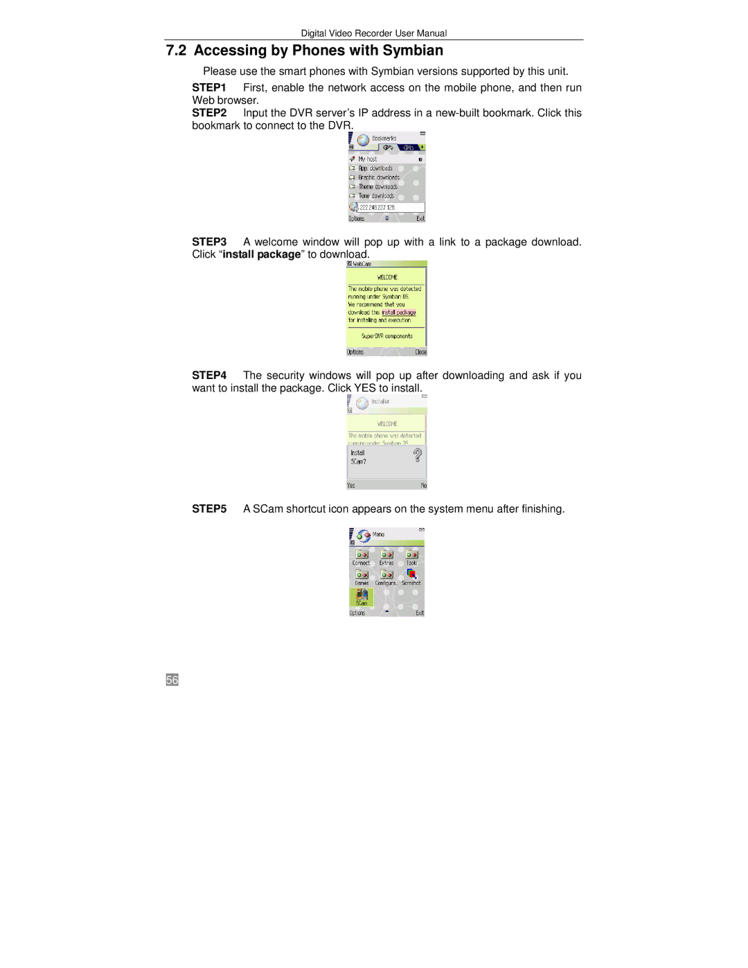 Q-See QSTD2416, QSTD2408, QSTD2404 user manual Accessing by Phones with Symbian 