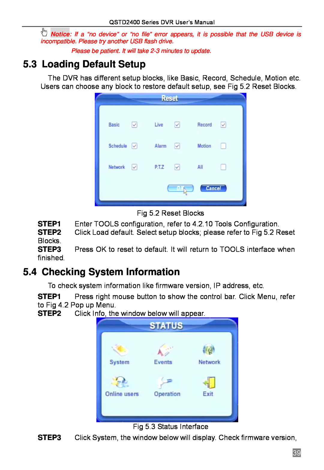 Q-See QSTD2408, QSTD2416, QSTD2404 user manual Loading Default Setup, Checking System Information 