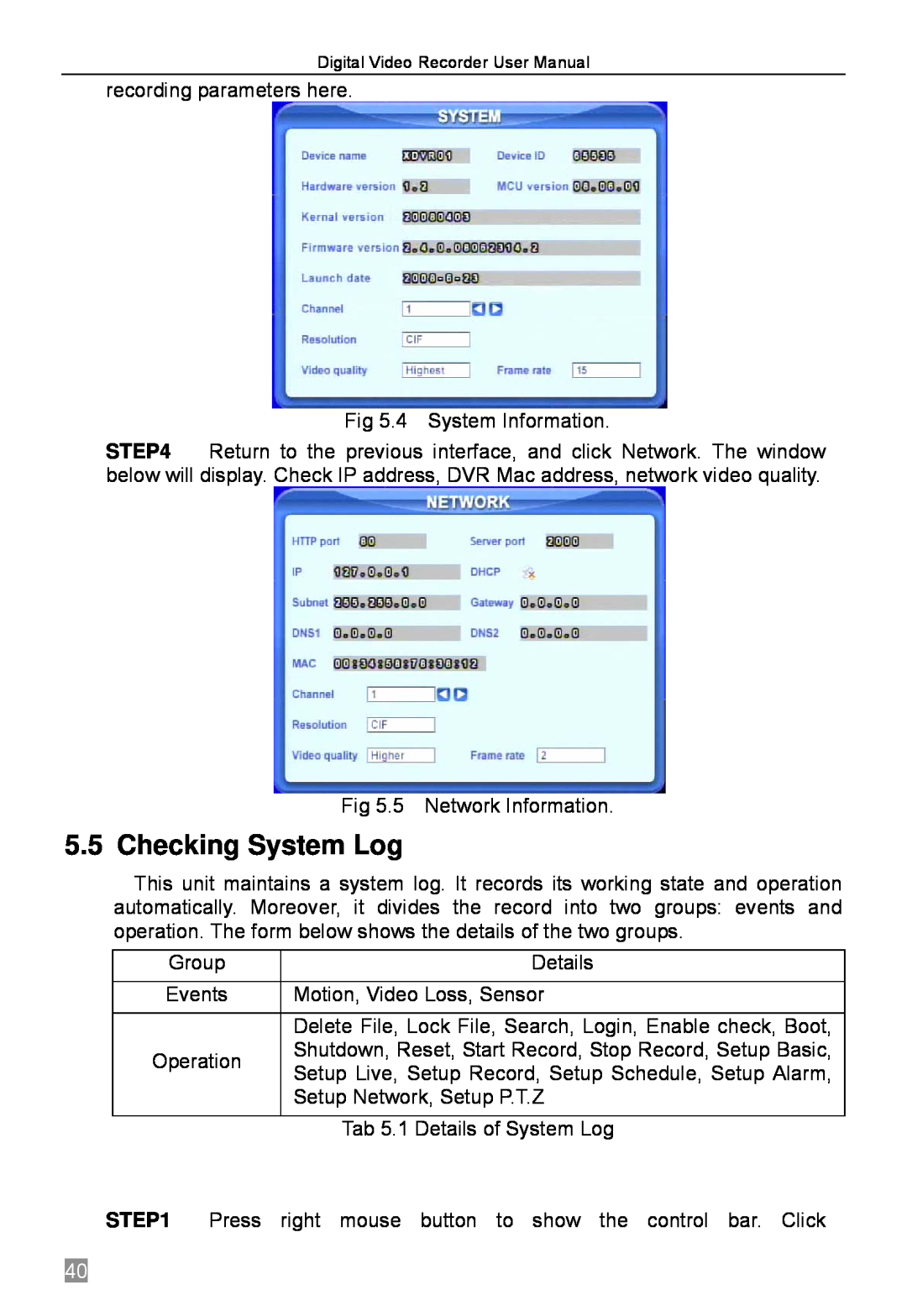 Q-See QSTD2404, QSTD2416, QSTD2408 user manual Checking System Log 