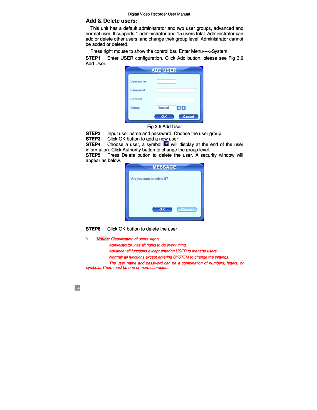 Q-See QSTD2416, QSTD2408, QSTD2404 user manual Add & Delete users 