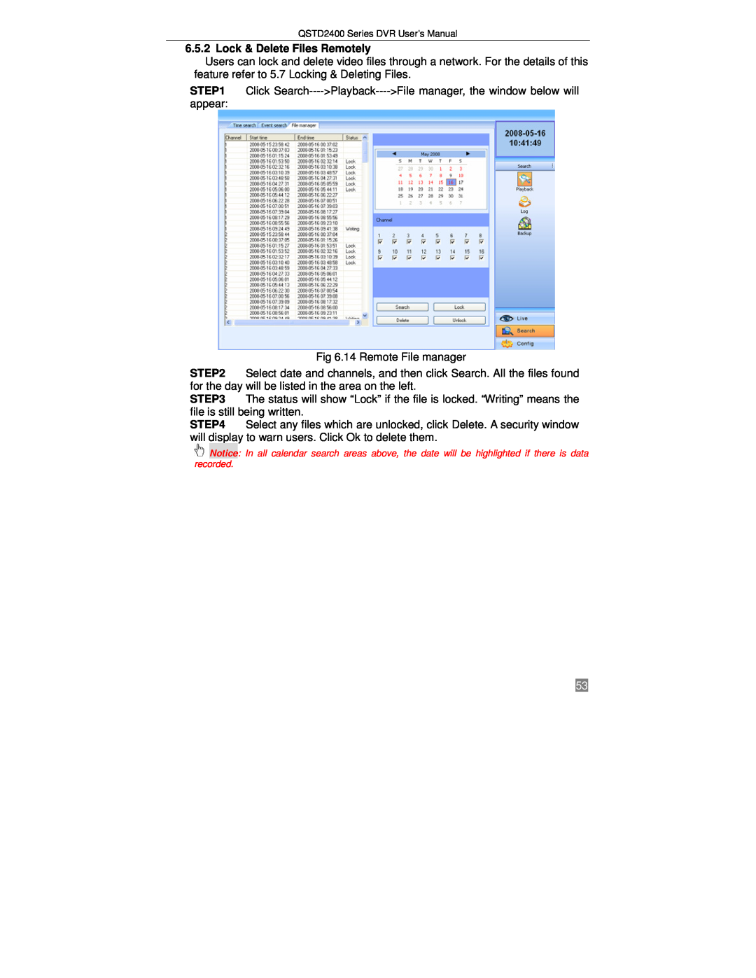 Q-See QSTD2416, QSTD2408, QSTD2404 user manual Lock & Delete Files Remotely 