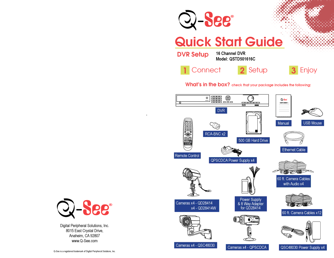 Q-See QSTD501616C quick start Quick Start Guide 