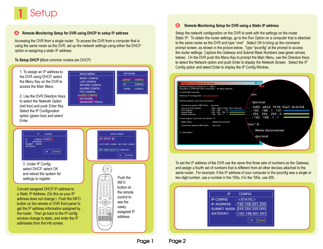 Q-See QSTD5304 quick start Remote Monitoring Setup for DVR using a Static IP address 