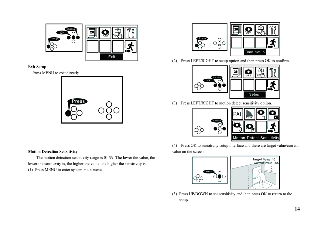 Q-See QSW1001R technical specifications Motion Detection Sensitivity 