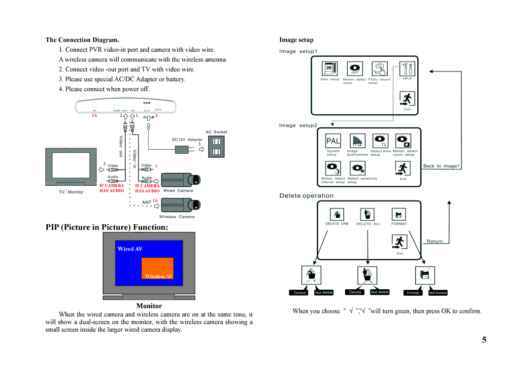 Q-See QSW1001R technical specifications Connection Diagram, Image setup 