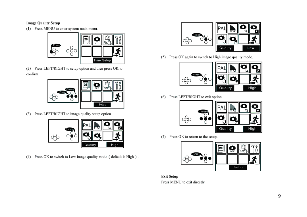 Q-See QSW1001R technical specifications Image Quality Setup 