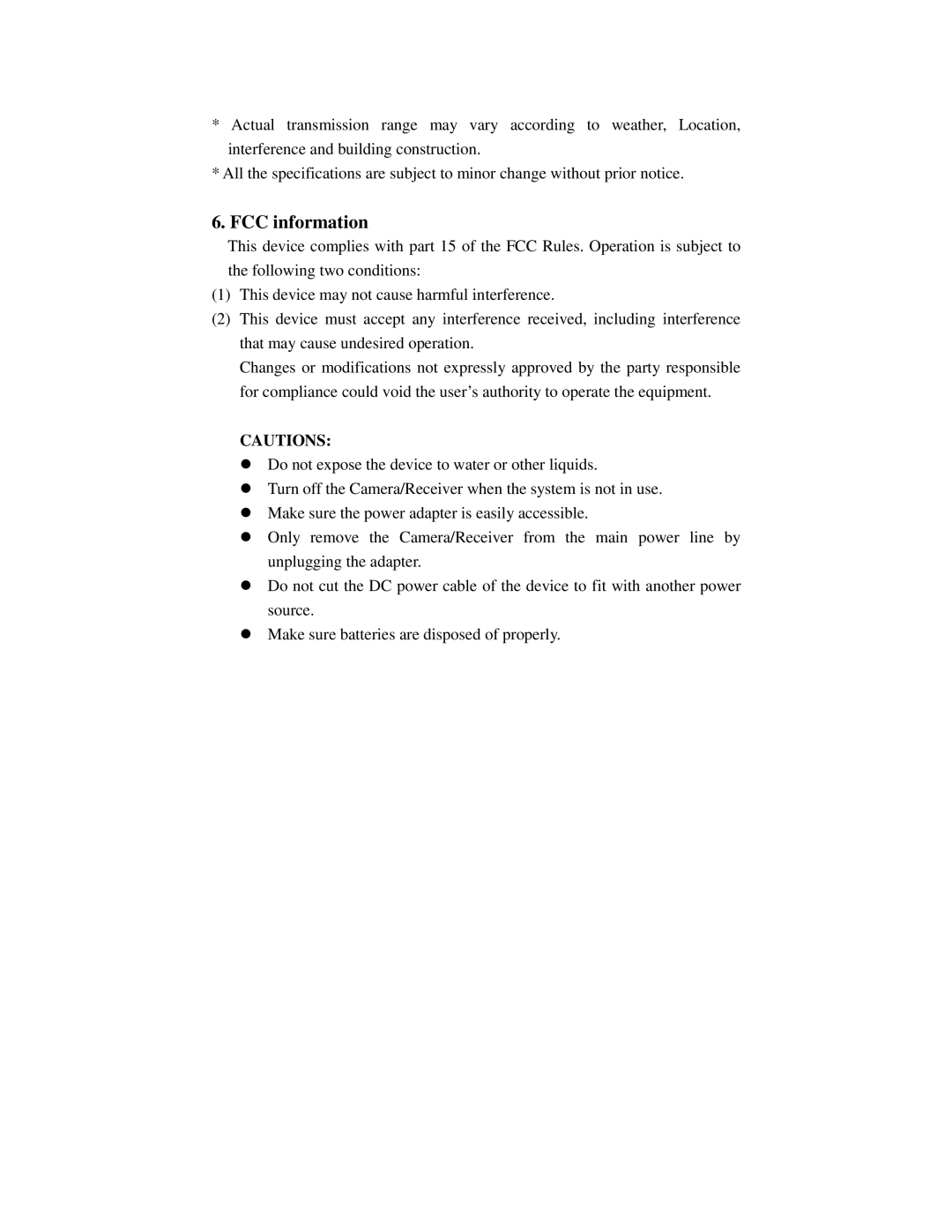 Q-See QSW8209 manual FCC information 