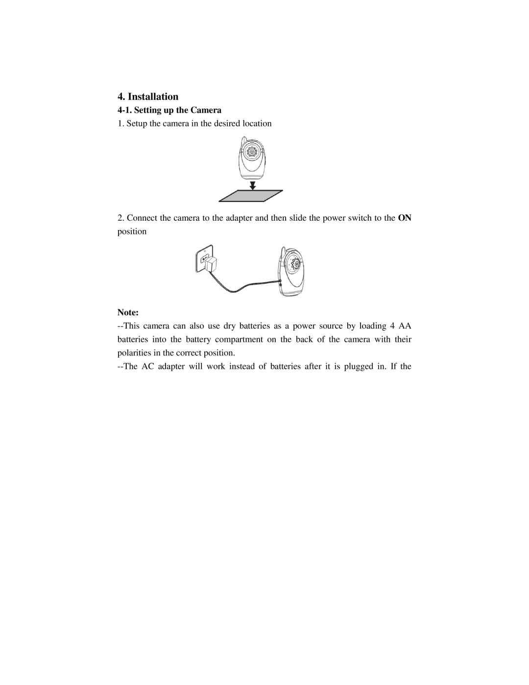 Q-See QSW8209 manual Installation, Setting up the Camera 